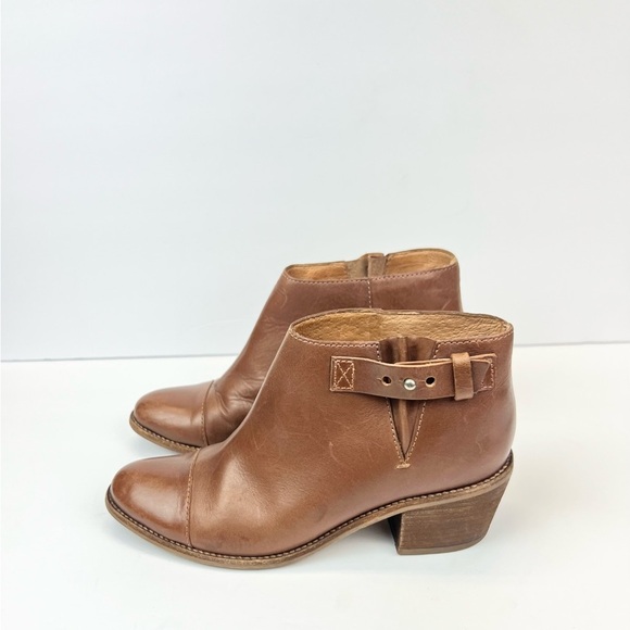 Madewell Tan Leather Ankle Booties Size 7.5 Brown Leather Boots - Picture 2 of 8